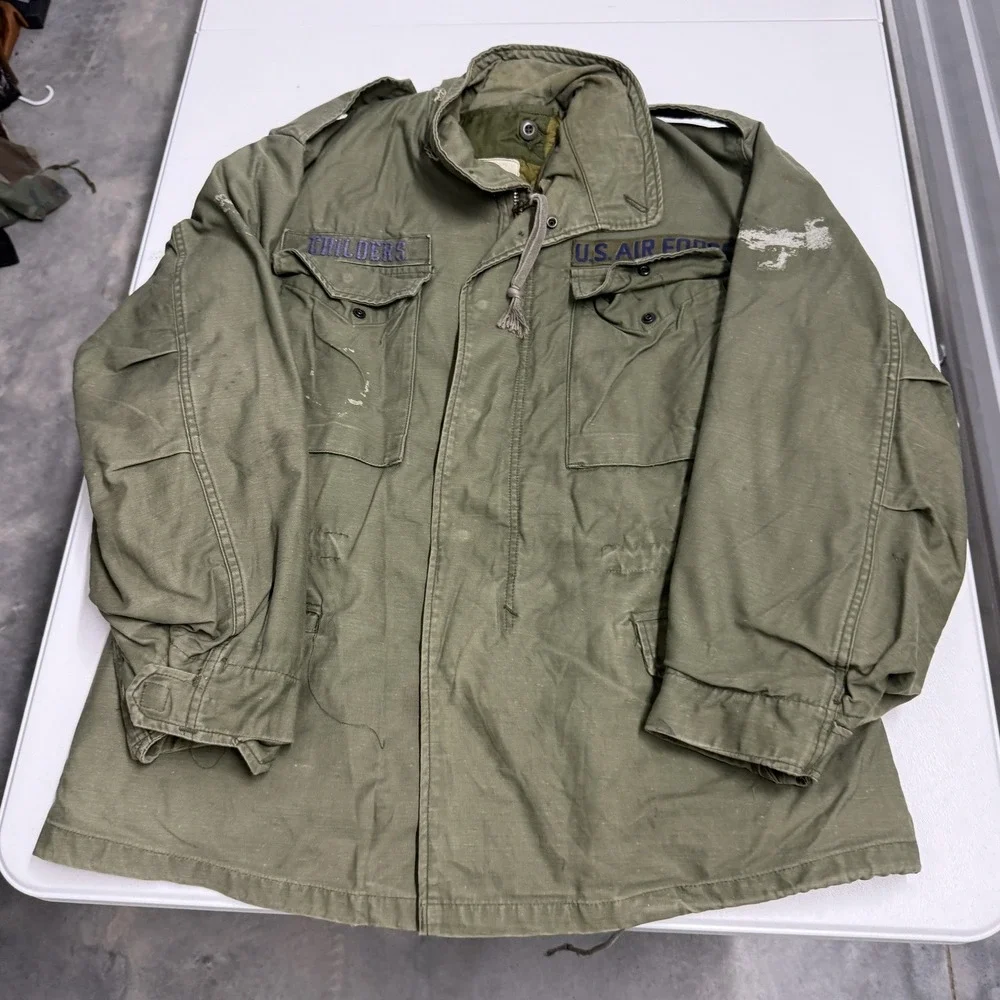 Military M-65 Field Jacket Mens Medium Green Fair US Air Force Childers Patches
